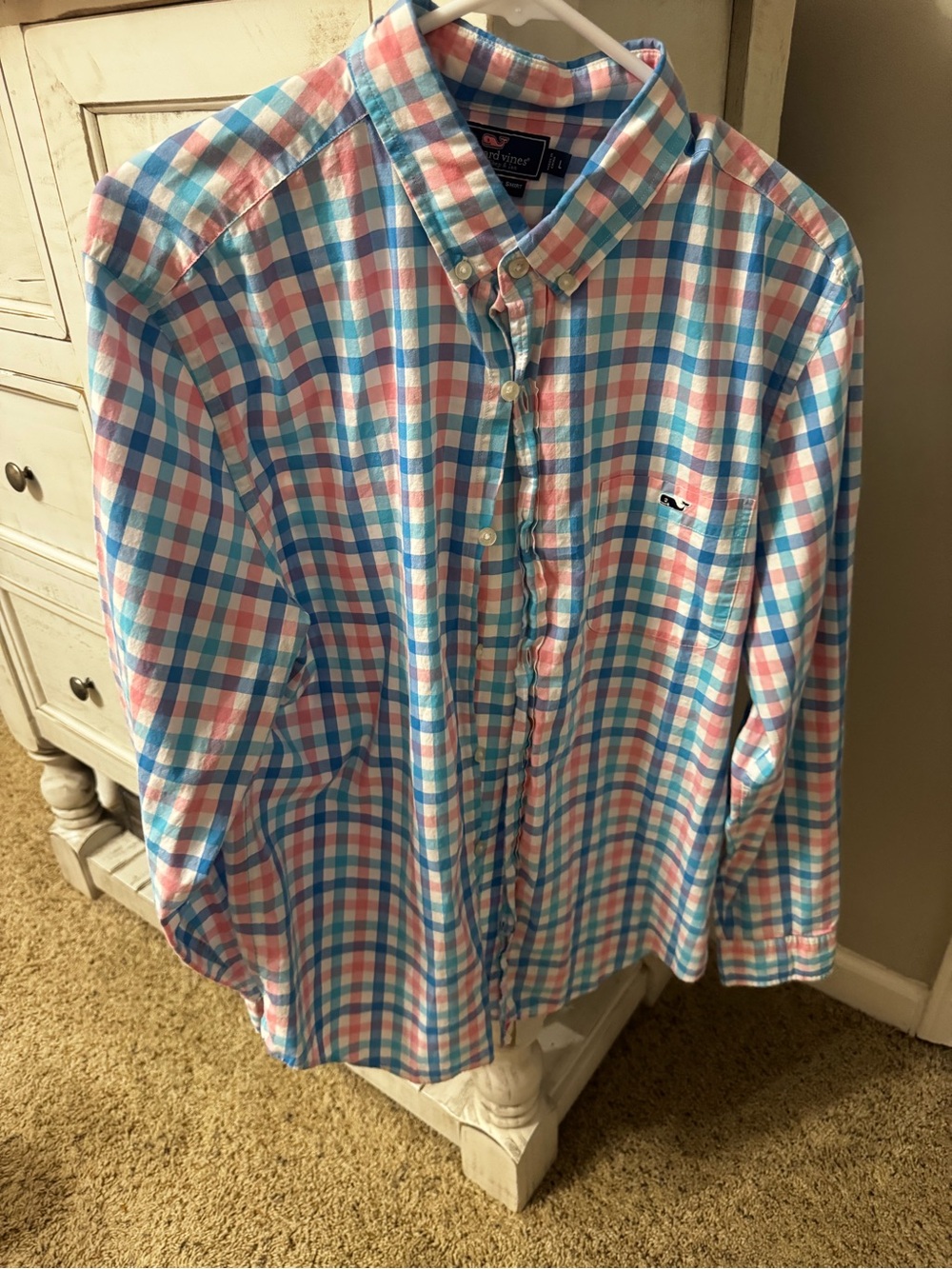 Vineyard Vines Plaid Button-Down Shirt in Blue & Pink